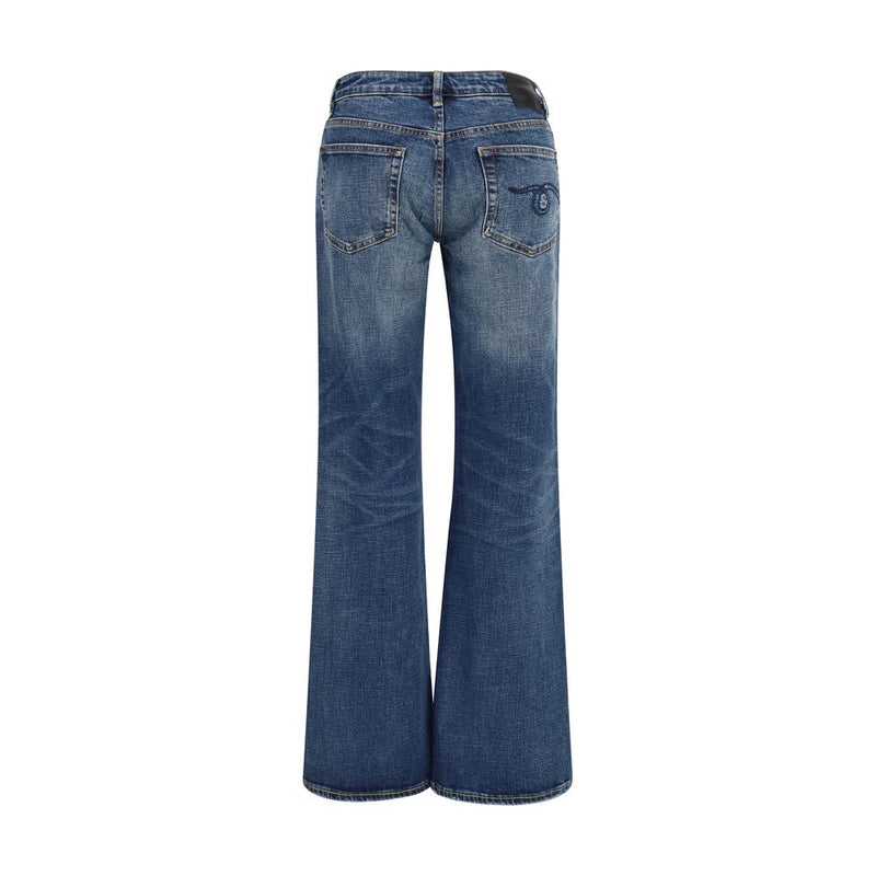 R13 Blue Cotton Straight-Leg Jeans for Women