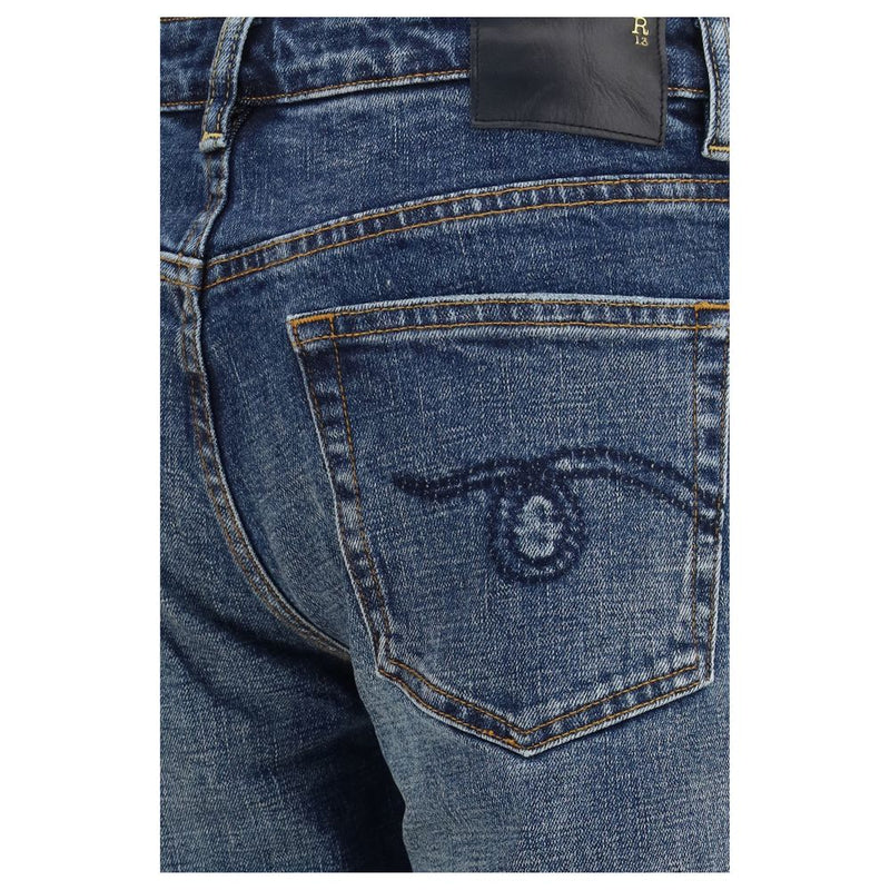 R13 Blue Cotton Straight-Leg Jeans for Women