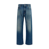 MM6 Blue Cotton Straight-Leg Jeans for Men