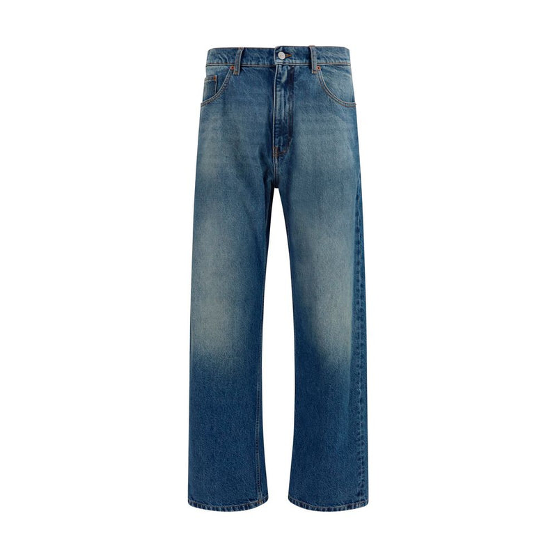 MM6 Blue Cotton Straight-Leg Jeans for Men