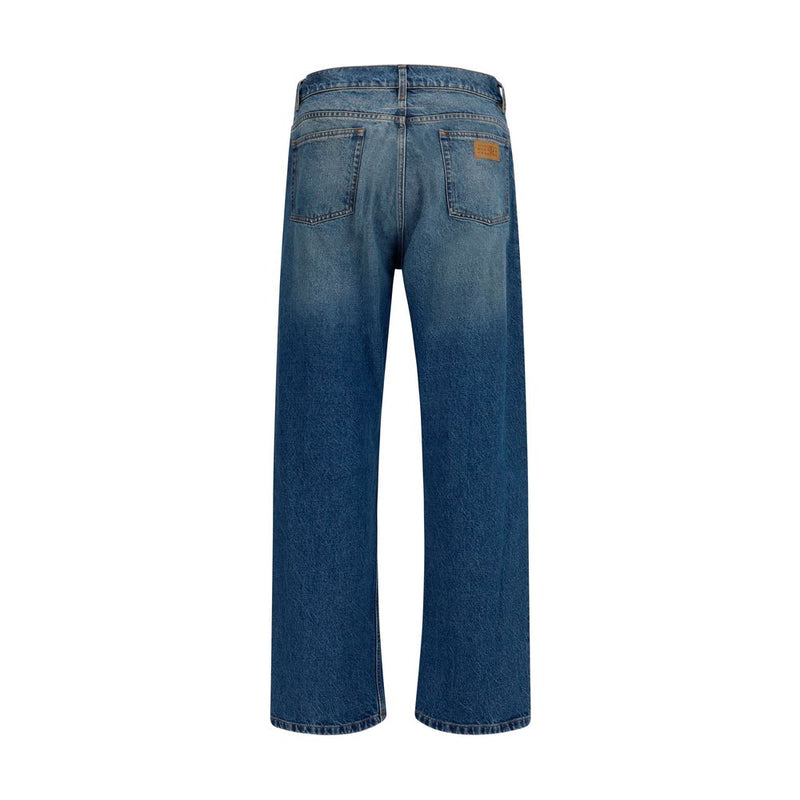 MM6 Blue Cotton Straight-Leg Jeans for Men