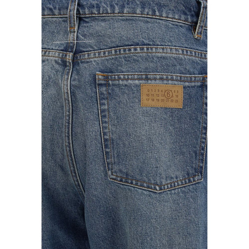 MM6 Blue Cotton Straight-Leg Jeans for Men
