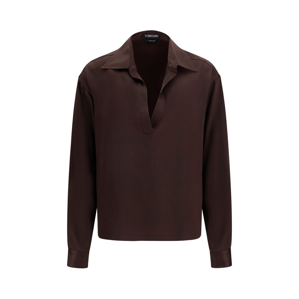 Chemise habillée en soie marron Tom Ford