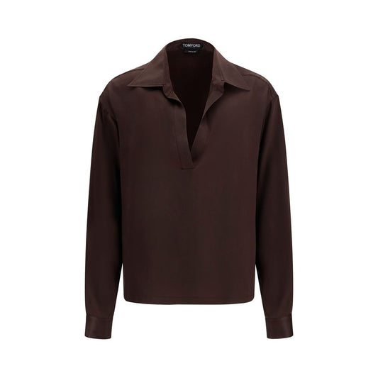 Chemise habillée en soie marron Tom Ford
