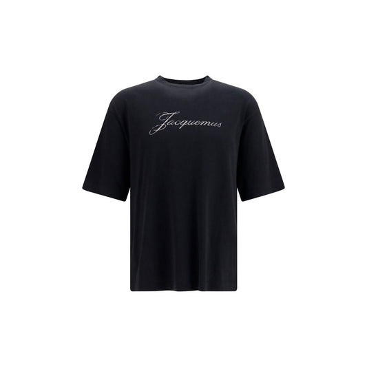 Jacquemus Black Cotton Logo T-Shirt for Men