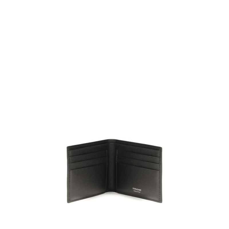 Ferragamo Black Calf Leather Bos Taurus Wallet