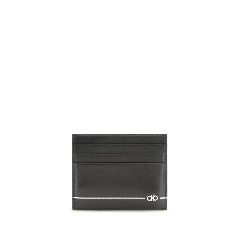 Ferragamo Black Calf Leather Bos Taurus Wallet