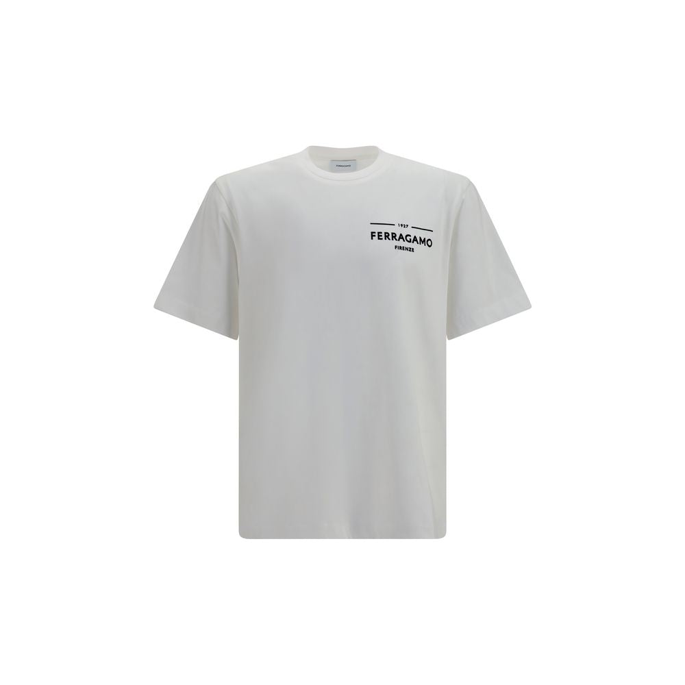Ferragamo White Cotton T-Shirt - Élégance Minimaliste
