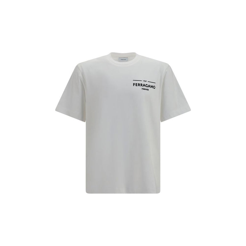 Ferragamo White Cotton T-Shirt - Élégance Minimaliste