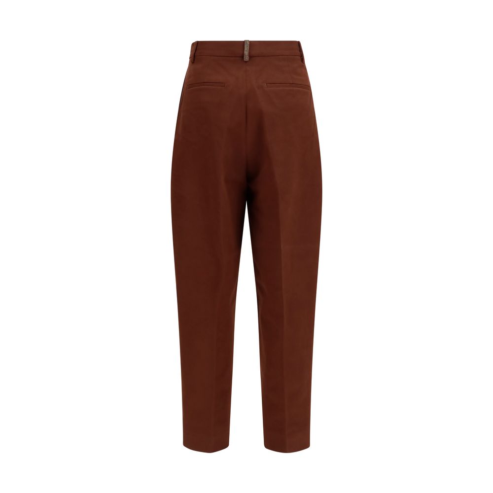 Fabiana Filippi Brown Cotton Casual Pants for Women