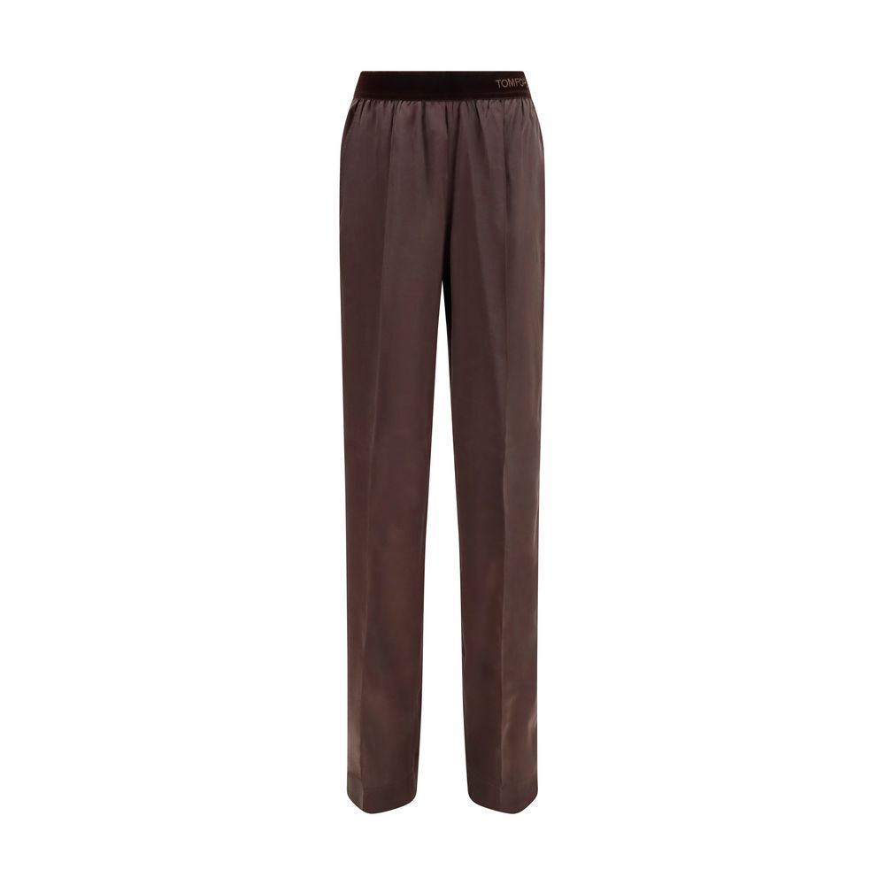 Pantalon décontracté en soie marron Tom Ford