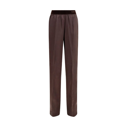 Pantalon décontracté en soie marron Tom Ford