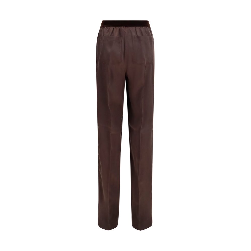 Pantalon décontracté en soie marron Tom Ford