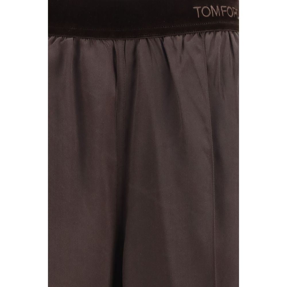 Pantalon décontracté en soie marron Tom Ford