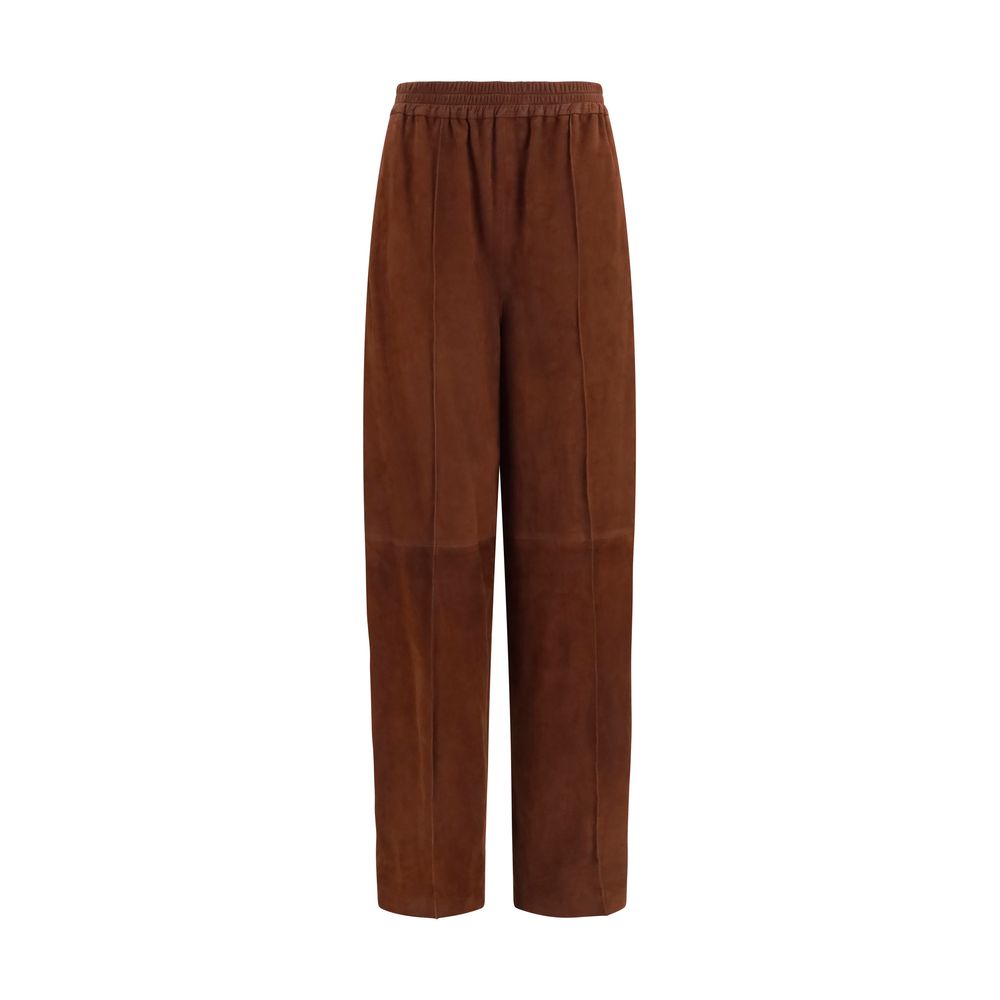 Fabiana Filippi Brown Leather Casual Pants for Women
