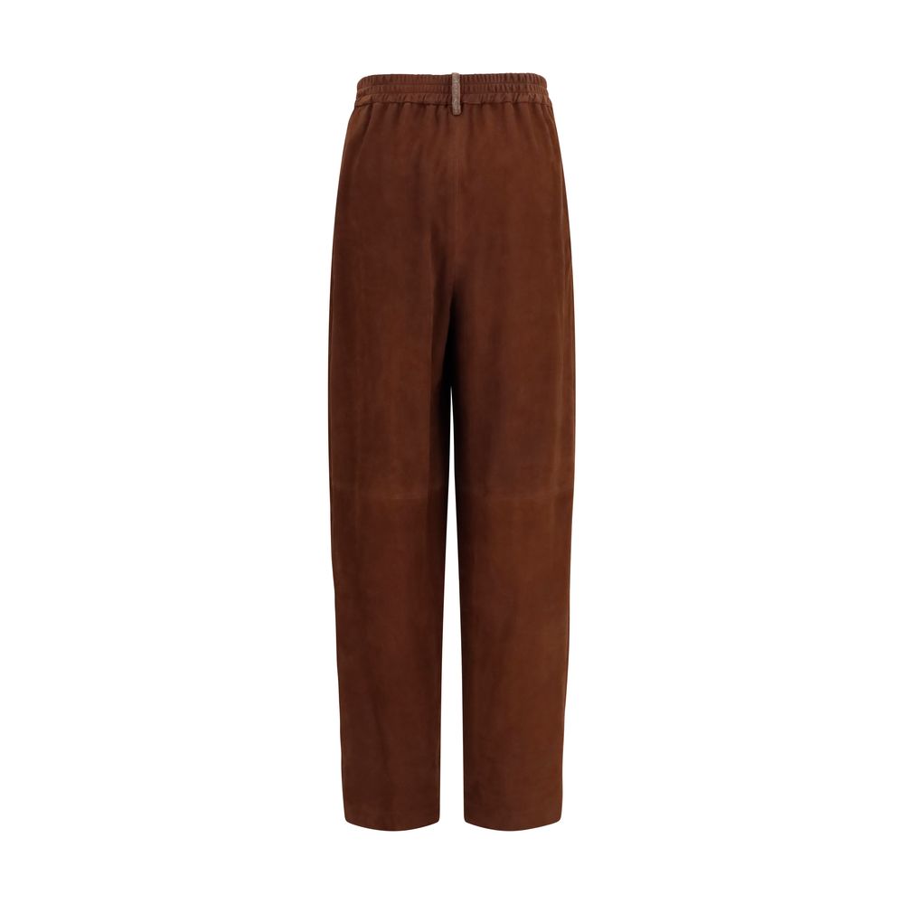 Fabiana Filippi Brown Leather Casual Pants for Women