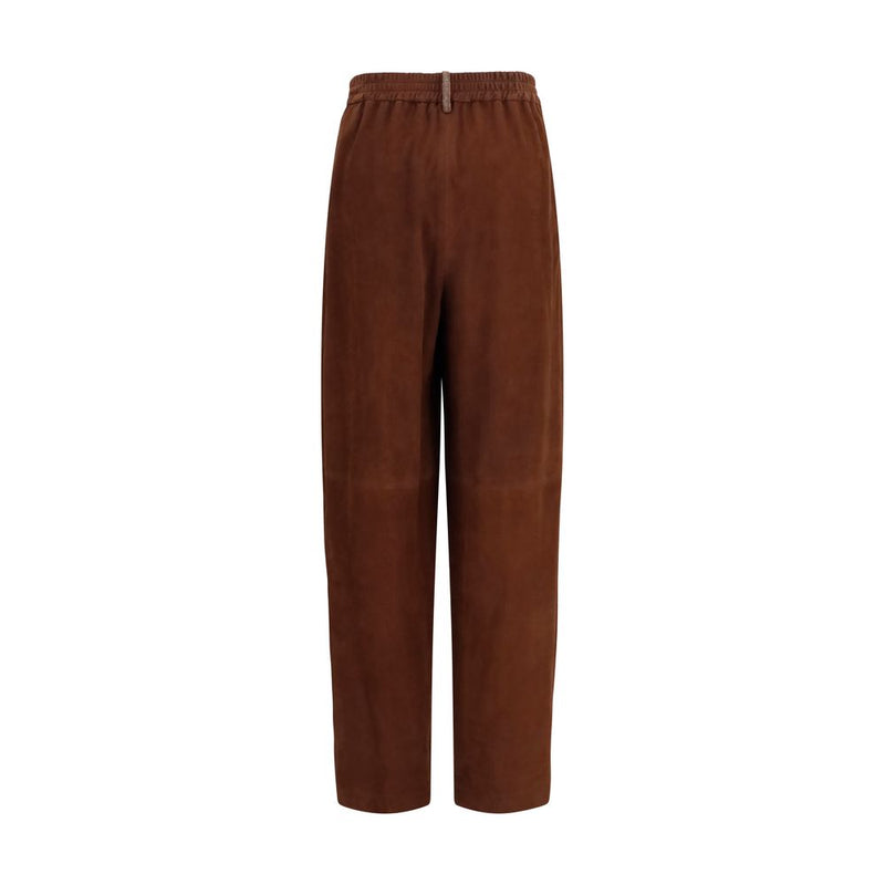 Fabiana Filippi Brown Leather Casual Pants for Women