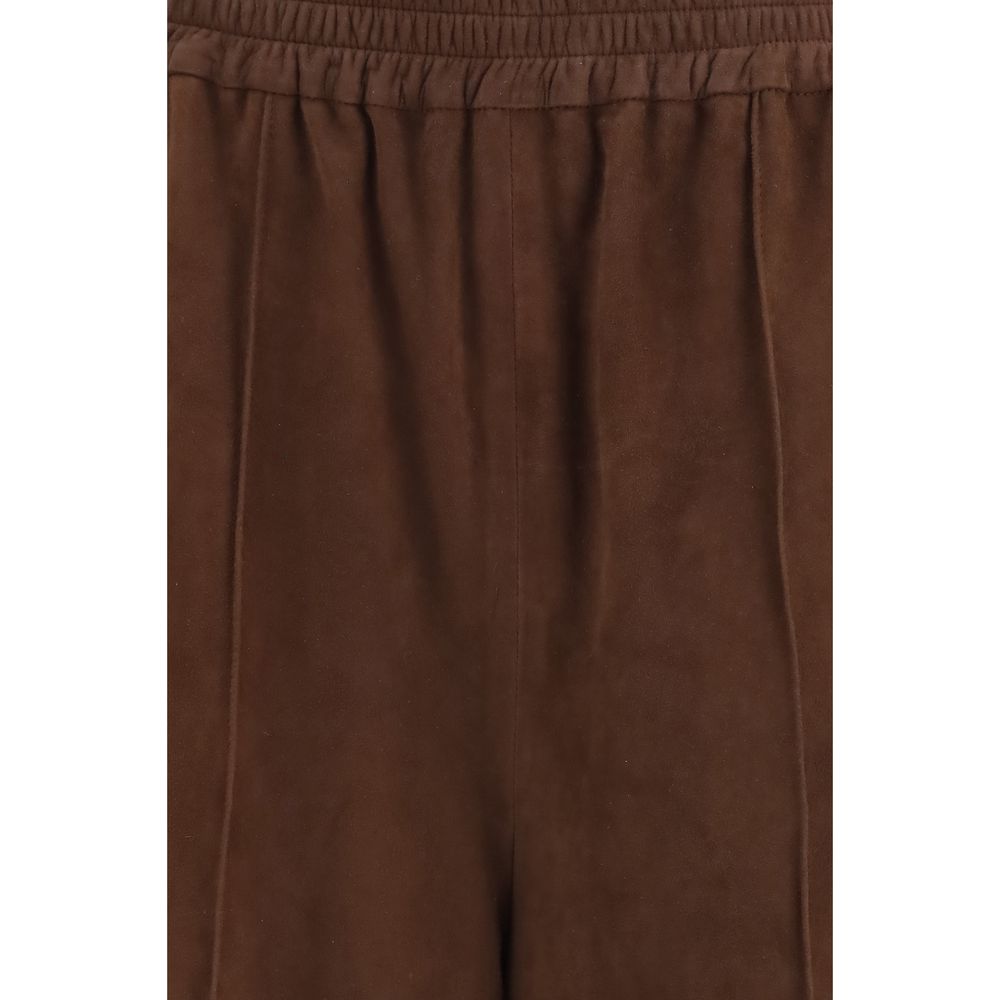 Fabiana Filippi Brown Leather Casual Pants for Women