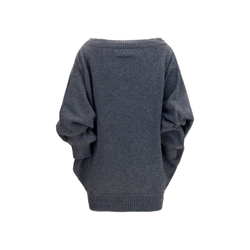 MM6 Gray Wool Oves Aries Casual Dress