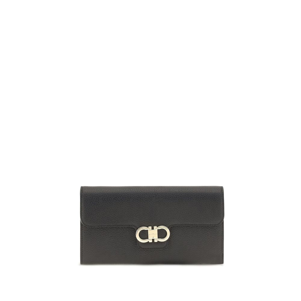 Portefeuille Ferragamo Bos Taurus en cuir de veau noir