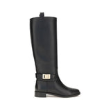 Ferragamo Black Calf Leather Hug Boots for Women