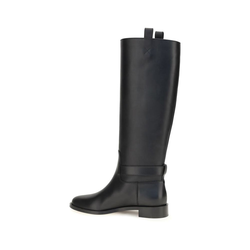 Ferragamo Black Calf Leather Hug Boots for Women