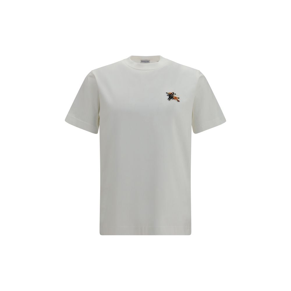 T-shirt en coton blanc Burberry avec design Equestrian Knight