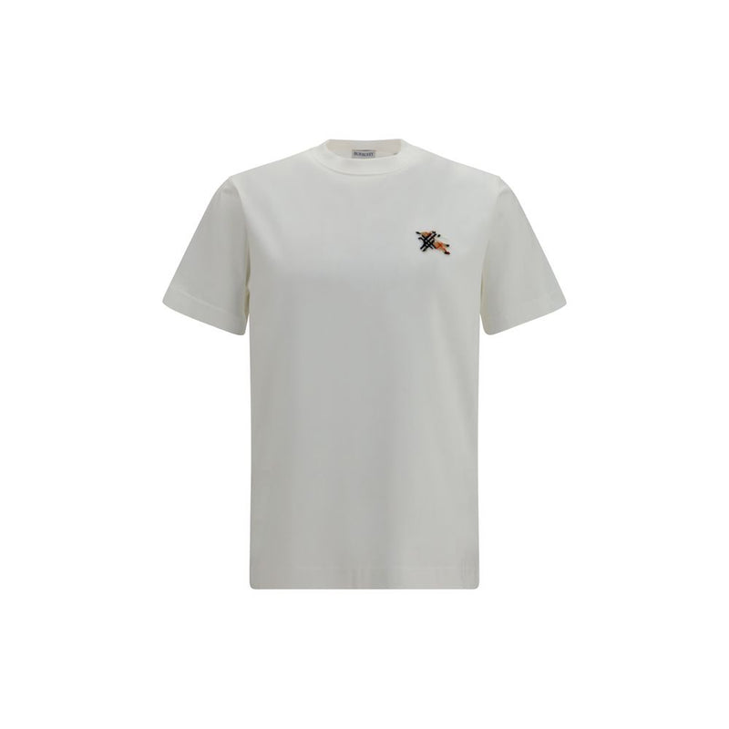 T-shirt en coton blanc Burberry avec design Equestrian Knight