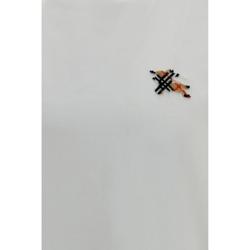T-shirt en coton blanc Burberry avec design Equestrian Knight