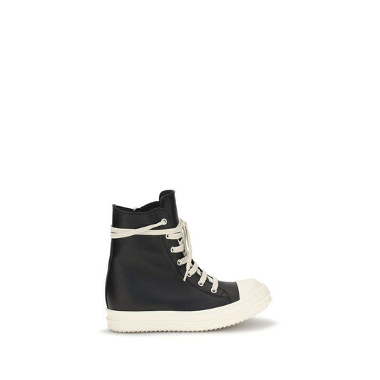 Baskets montantes en cuir de veau noir Bos Taurus Rick Owens