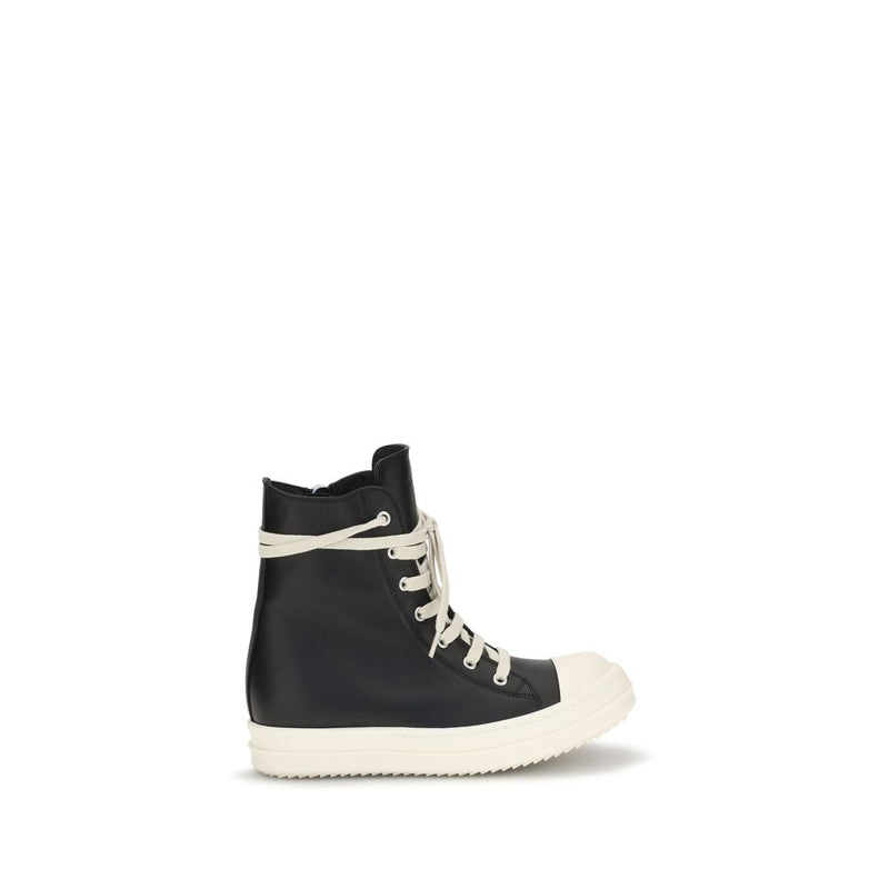 Baskets montantes en cuir de veau noir Bos Taurus Rick Owens