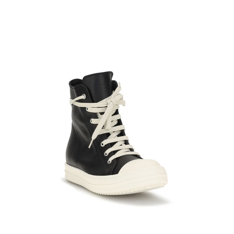 Baskets montantes en cuir de veau noir Bos Taurus Rick Owens