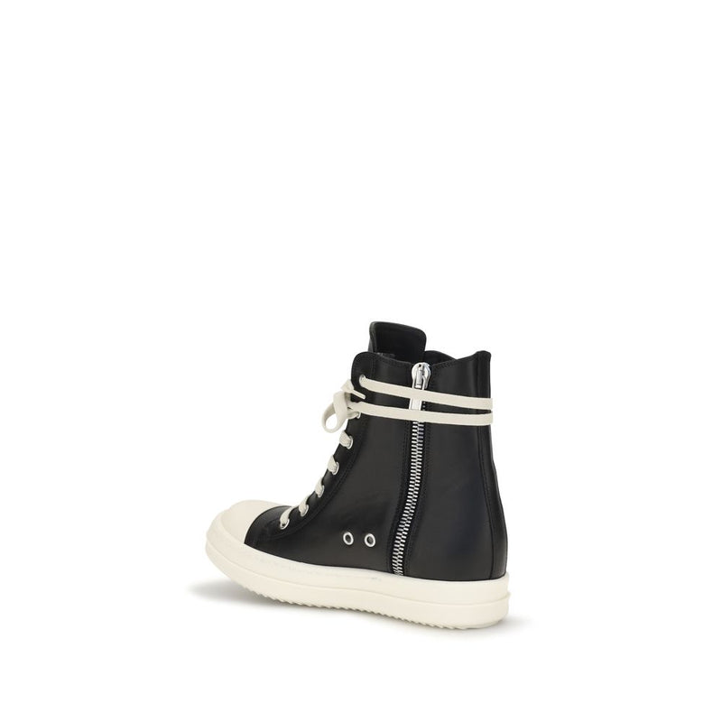 Baskets montantes en cuir de veau noir Bos Taurus Rick Owens
