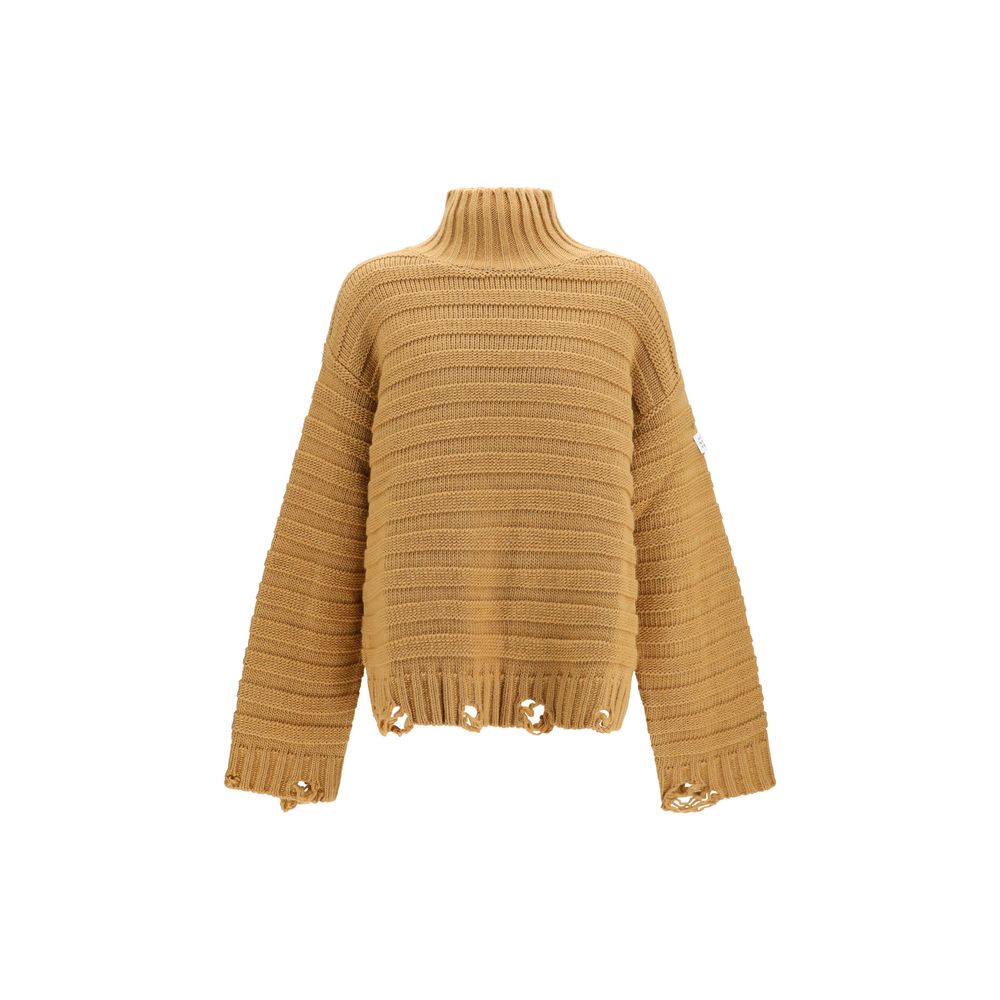MM6 Beige Wool Oves Aries Turtleneck - Oversized Fit