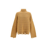 MM6 Beige Wool Oves Aries Turtleneck - Oversized Fit