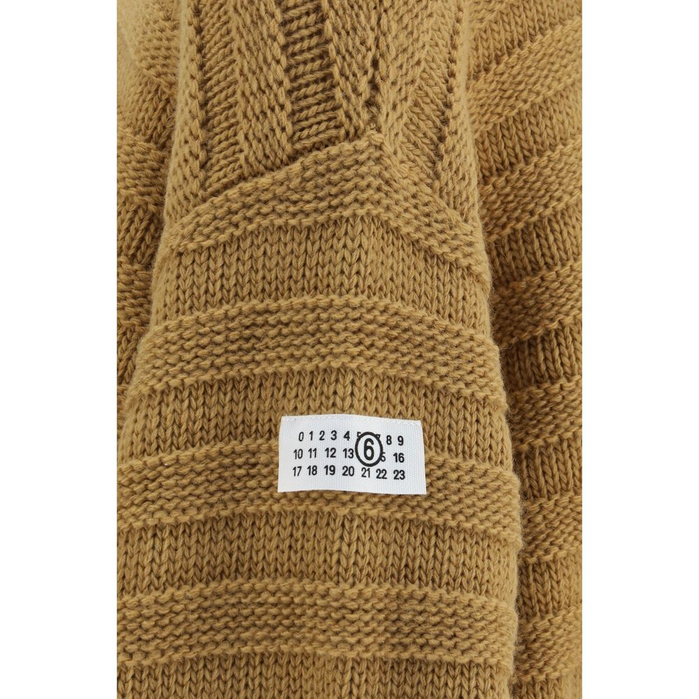 MM6 Beige Wool Oves Aries Turtleneck - Oversized Fit