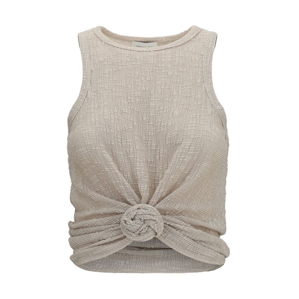 Magda Butrym Beige Lyocell Sleeveless T-Shirt - Élégance Contemporaine