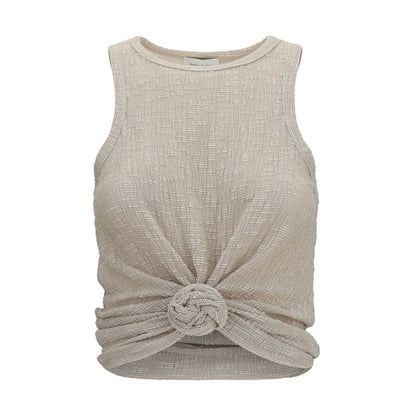Magda Butrym Beige Lyocell Sleeveles T-Shirt