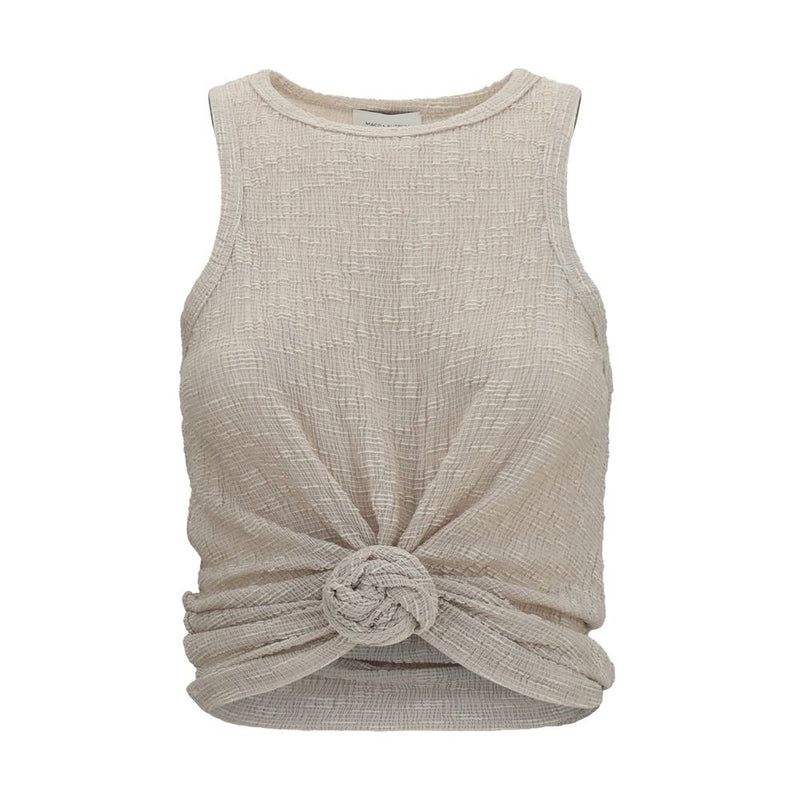 Magda Butrym Beige Lyocell Sleeveless T-Shirt for Women