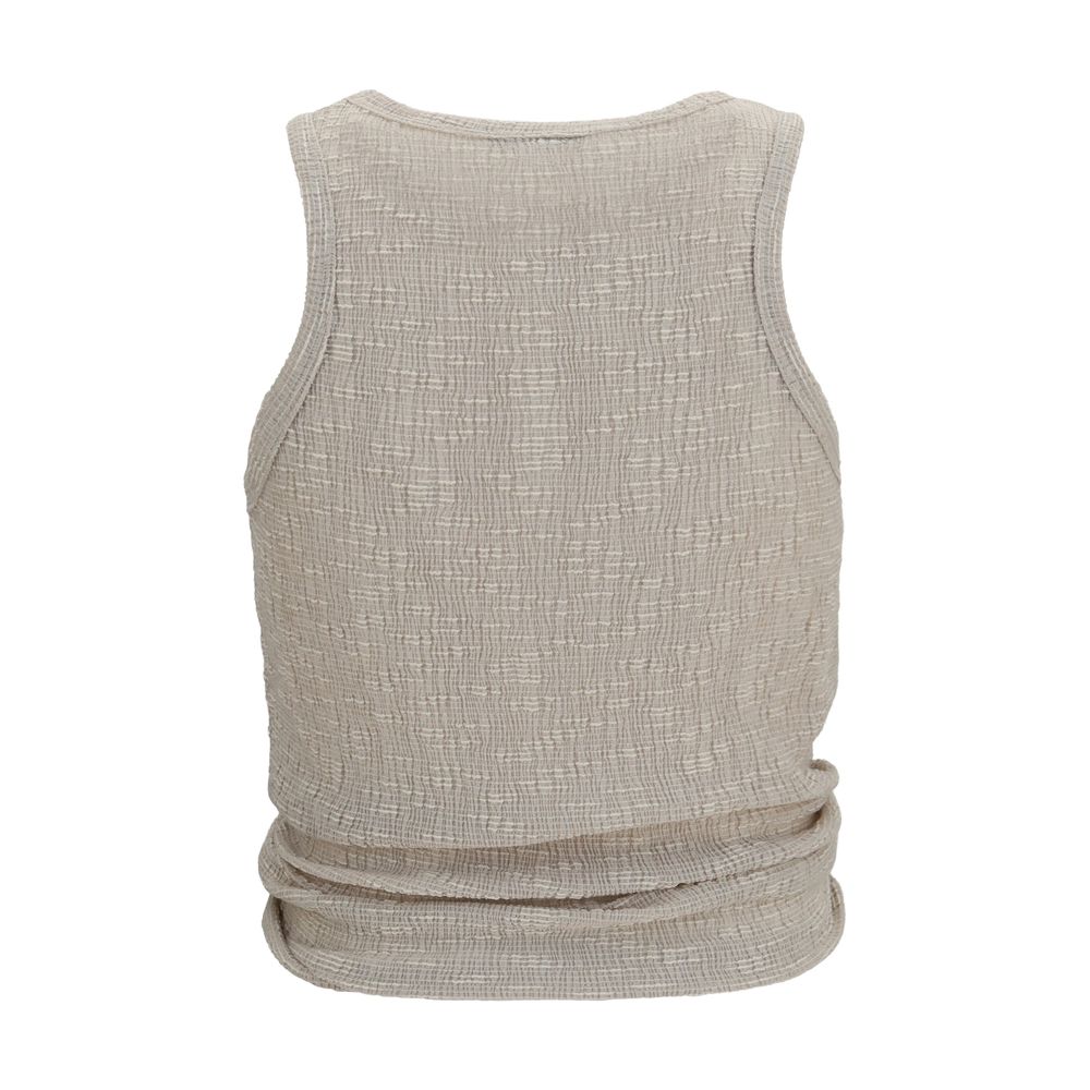 Magda Butrym Beige Lyocell Sleeveless T-Shirt - Élégance Contemporaine