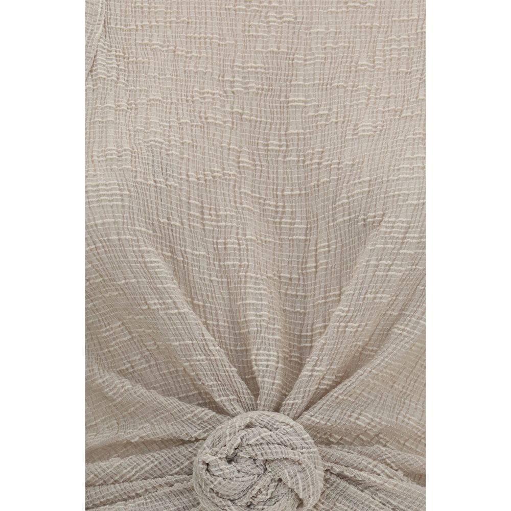Magda Butrym Beige Lyocell Sleeveless T-Shirt - Élégance Contemporaine