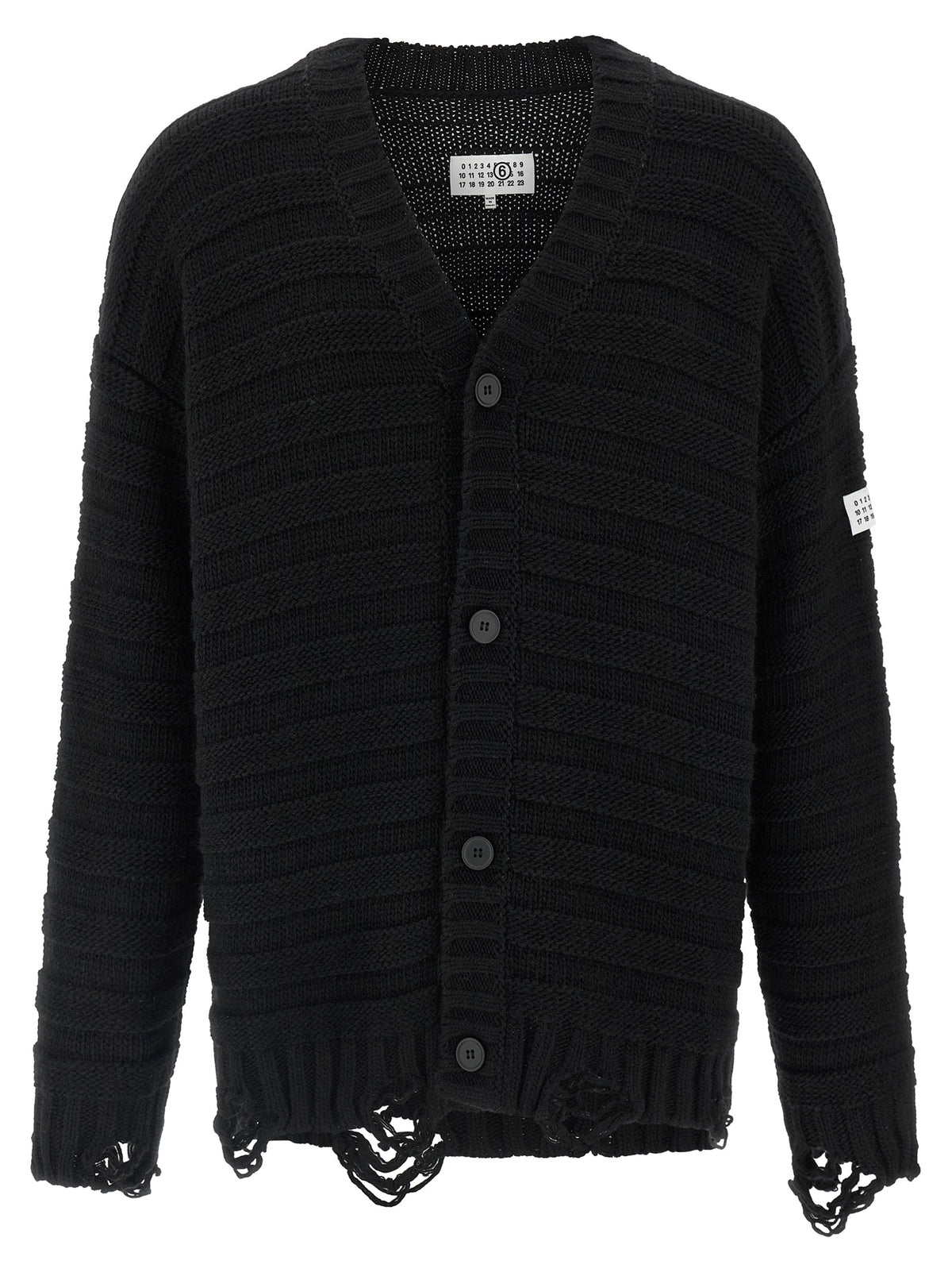 MM6 Maison Margiela Black Virgin Wool Cardigan - Stylish & Chic