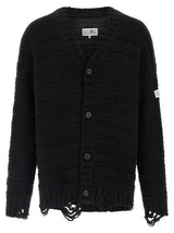 MM6 Maison Margiela Black Virgin Wool Cardigan - Stylish & Chic