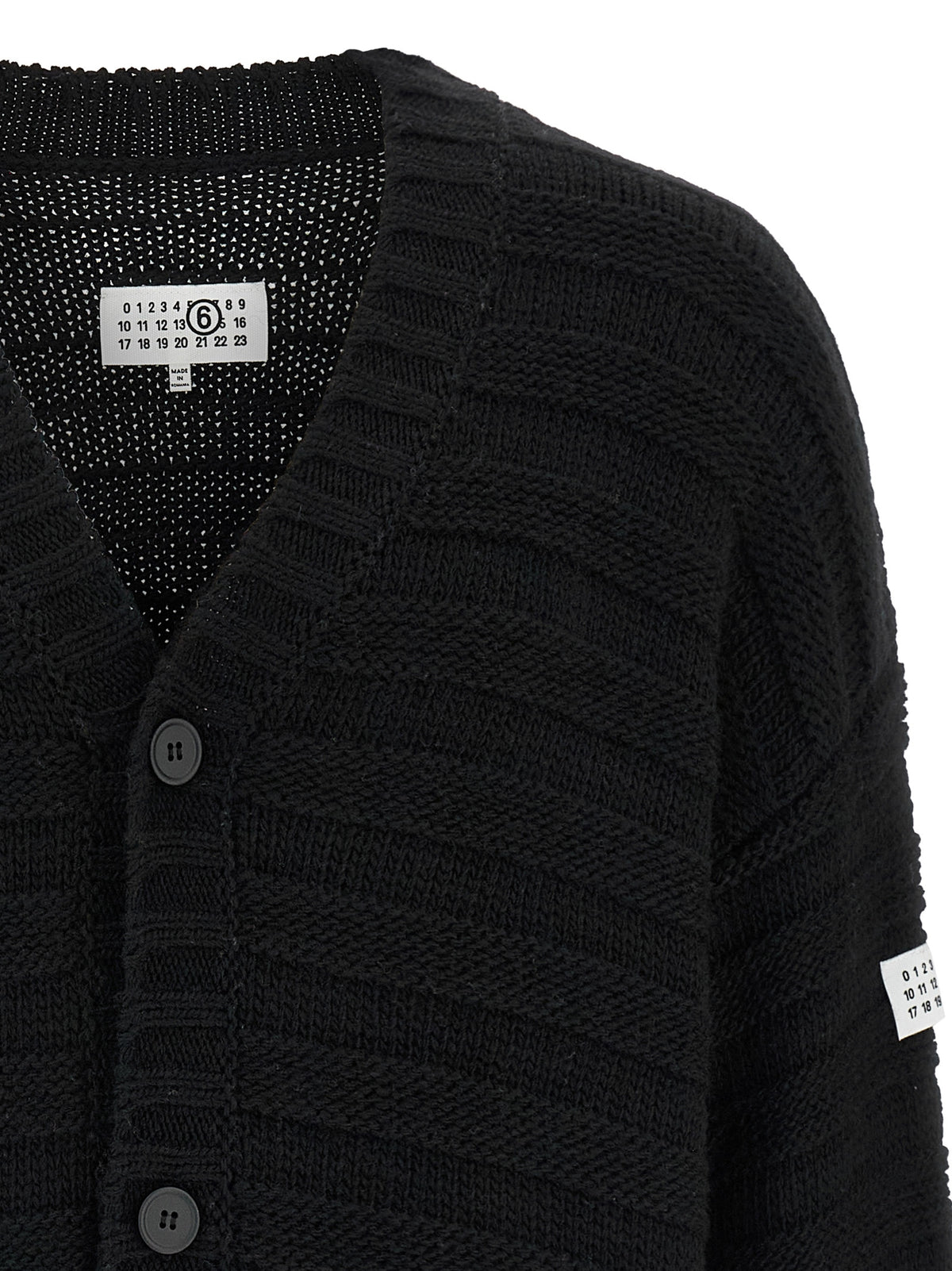 MM6 Maison Margiela Black Virgin Wool Cardigan - Stylish & Chic
