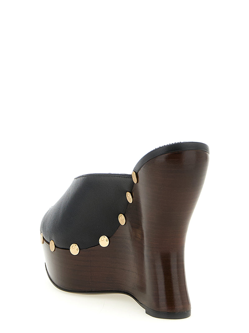 Magda Butrym Black Calfskin Wedge Sandals for Women
