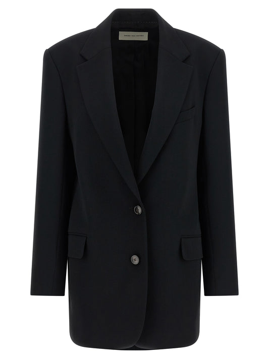 Blazer noir en polyester Dries Van Noten