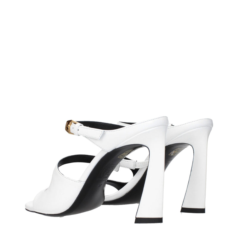 Versace White Leather Stiletto Heel Sandals