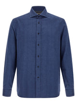 Chemisier en coton bleu Brunello Cucinelli