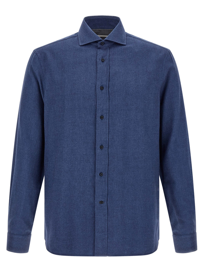 Chemisier en coton bleu Brunello Cucinelli