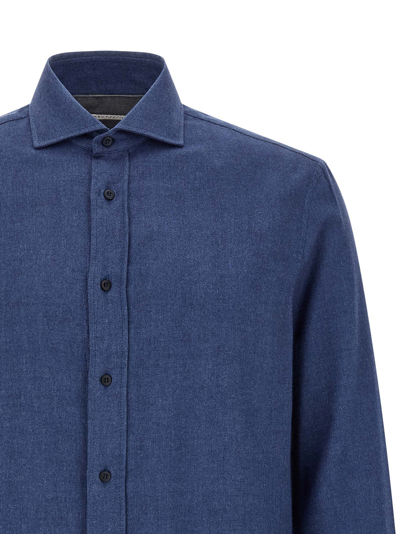 Chemisier en coton bleu Brunello Cucinelli